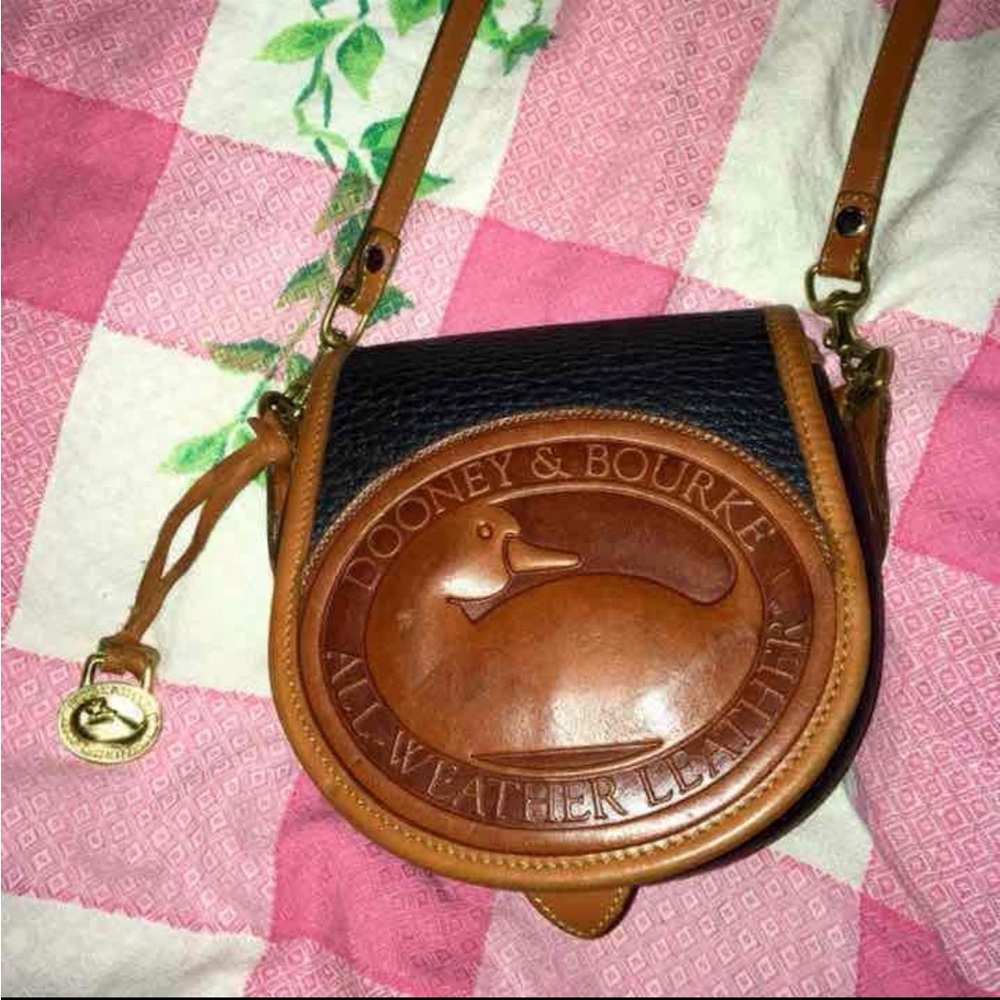 Dooney & Bourke Brown and Black All-Weather Leather Saddle Crossbody